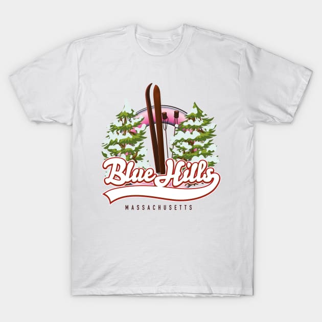 Blue Hills Massachusetts Ski logo T-Shirt by nickemporium1